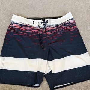 Men's Navy and Red Swim Shorts VANS